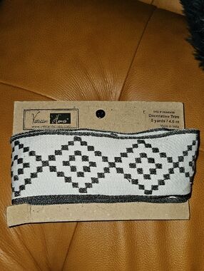Vatican Homes Black and White Boho Geometric Decorative Trim 5 Yards